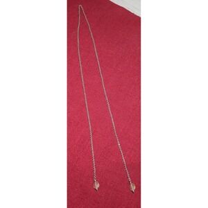 Vintage Unmarked Silver Tone Open End Chain Drape Necklace w Clear Bead Ends 27"